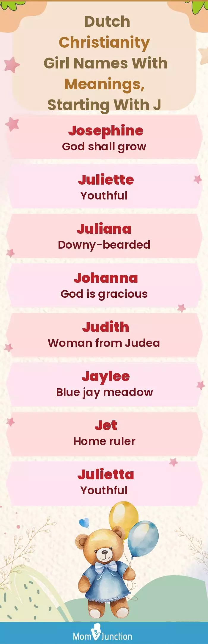  Dutch Christianity Girl Names with Meanings, Starting With J(infographic)