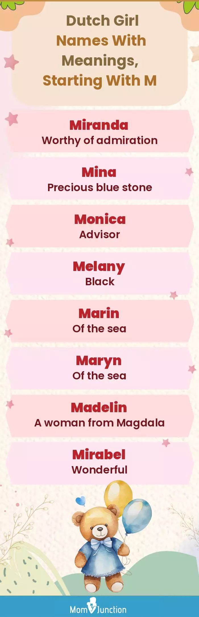  Dutch Girl Names with Meanings, Starting With M(infographic)