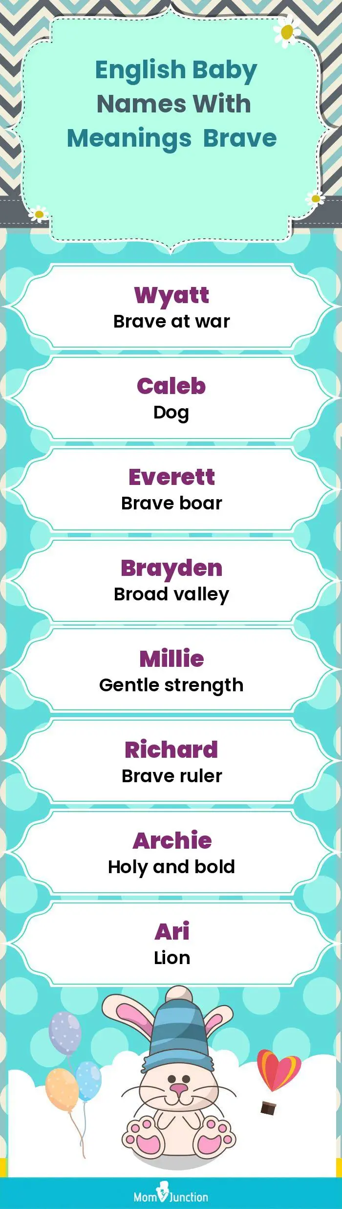  English Baby Names with Meanings Brave(infographic)