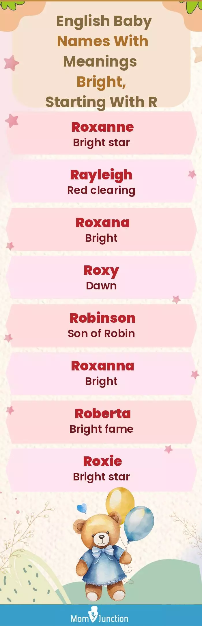  English Baby Names with Meanings Bright, Starting With R(infographic)