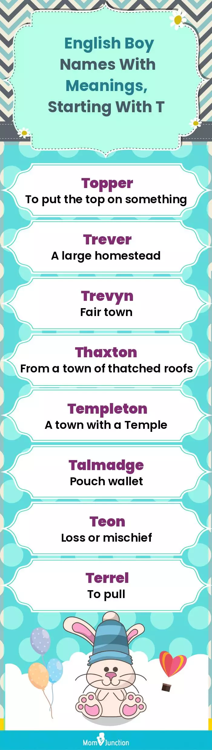  English Boy Names with Meanings, Starting With T(infographic)