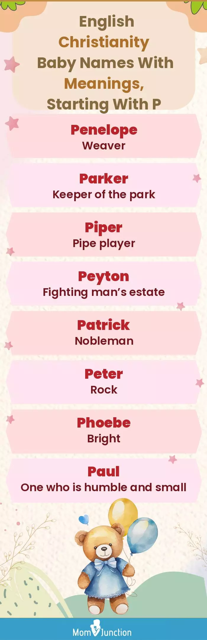  English Christianity Baby Names with Meanings, Starting With P(infographic)