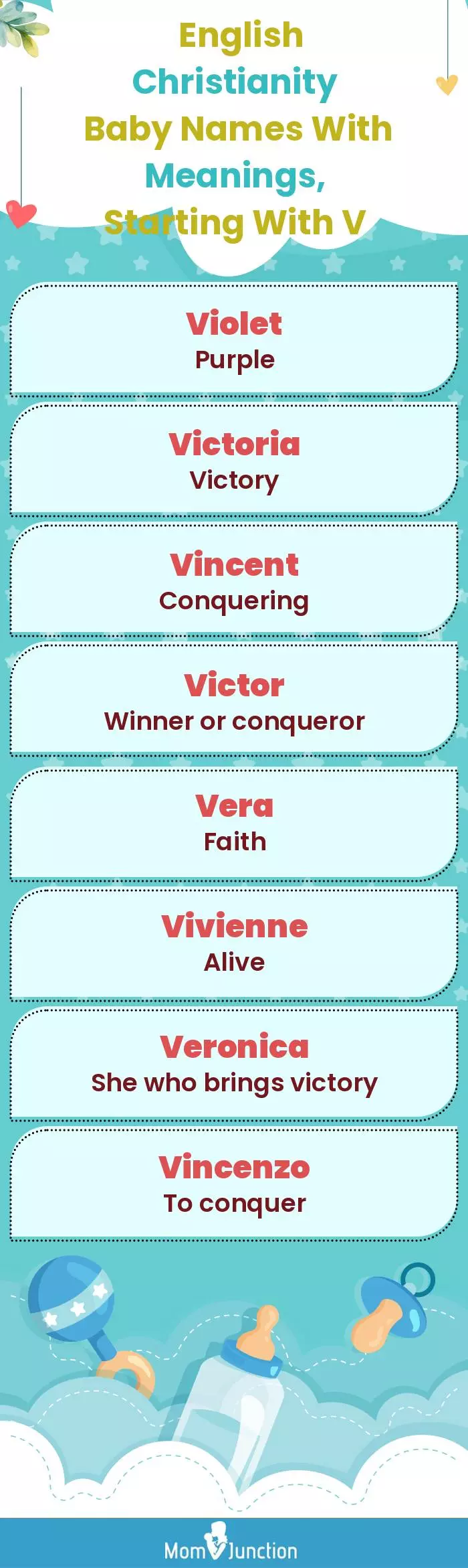  English Christianity Baby Names with Meanings, Starting With V(infographic)