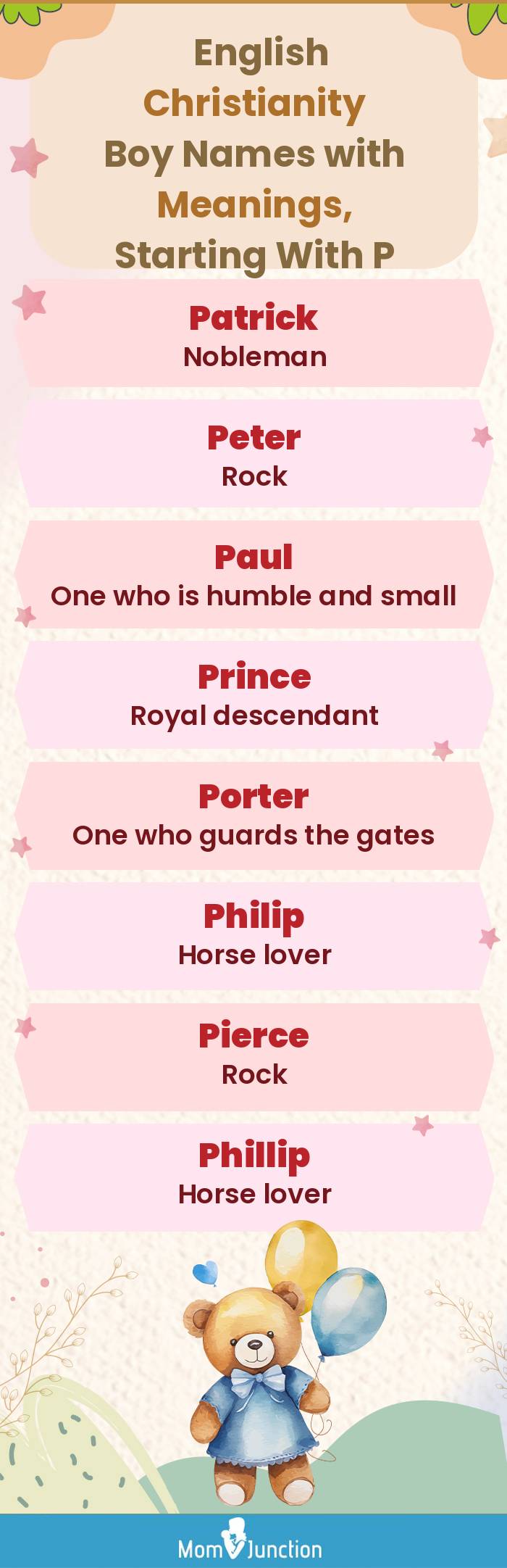  English Christianity Boy Names with Meanings, Starting With P(infographic)