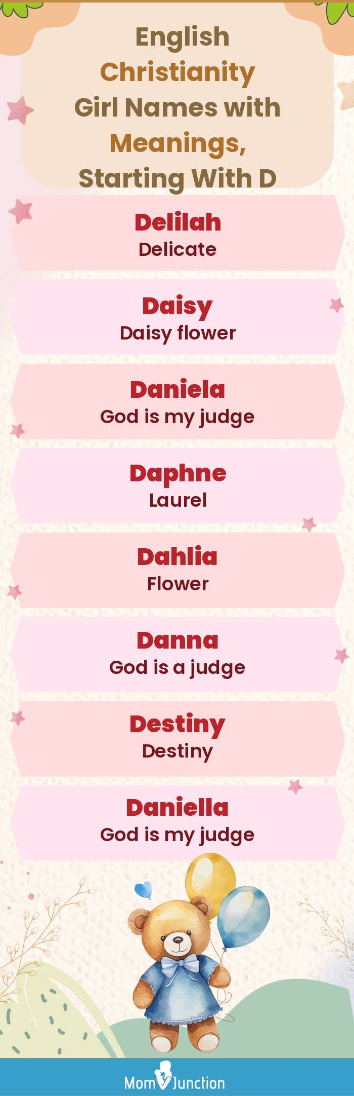  English Christianity Girl Names with Meanings, Starting With D(infographic)