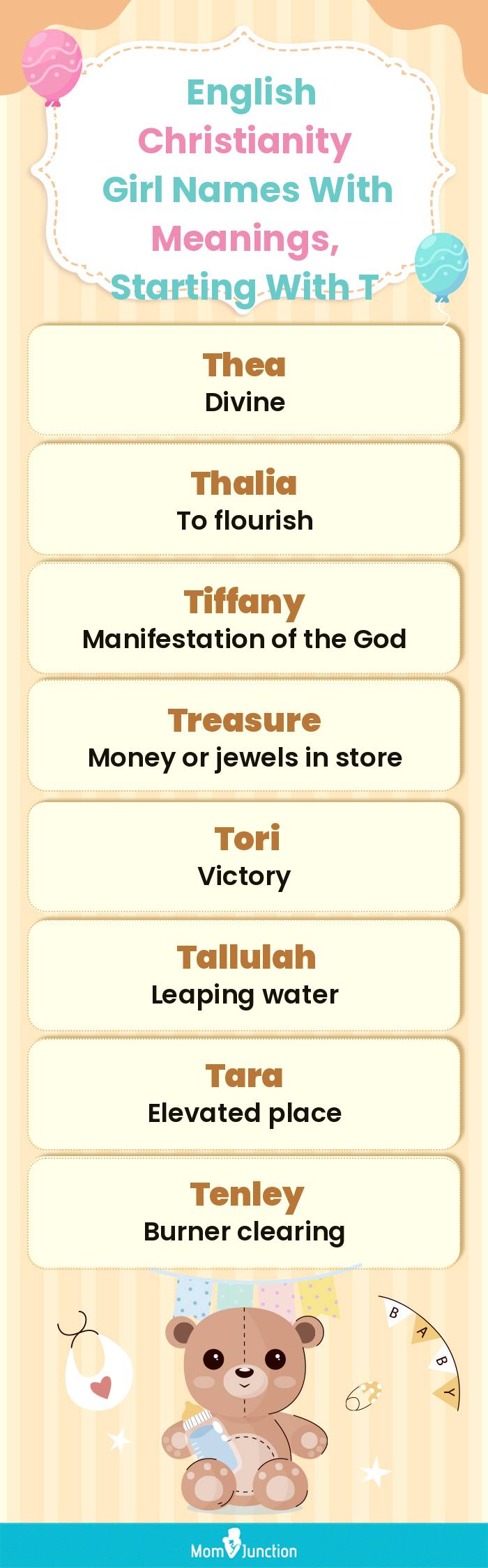  English Christianity Girl Names with Meanings, Starting With T(infographic)