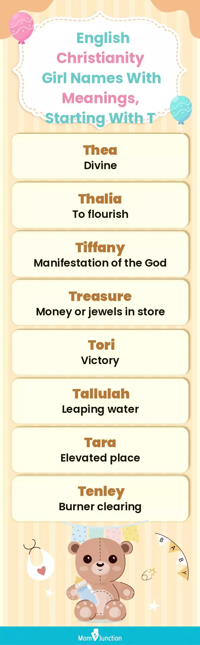  English Christianity Girl Names with Meanings, Starting With T(infographic)