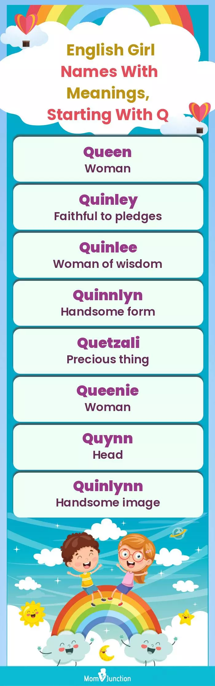  English Girl Names with Meanings, Starting With Q(infographic)