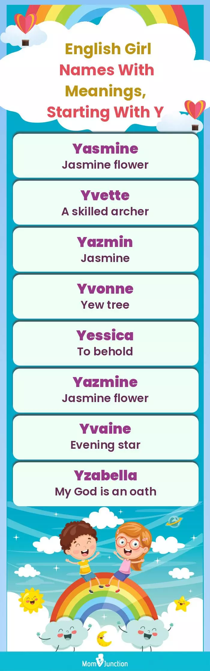  English Girl Names with Meanings, Starting With Y(infographic)