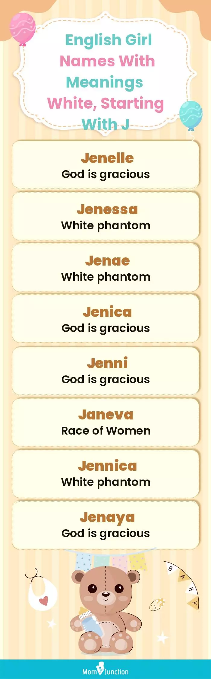  English Girl Names with Meanings White, Starting With J(infographic)