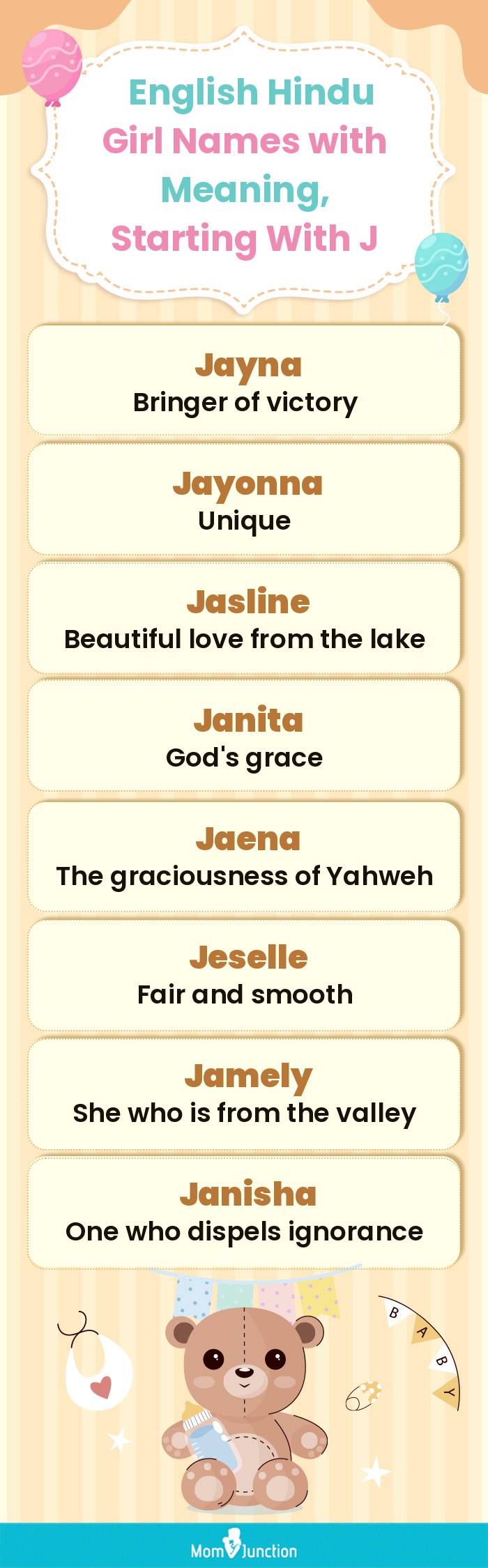  English Hindu Girl Names with Meaning, Starting With J(infographic)