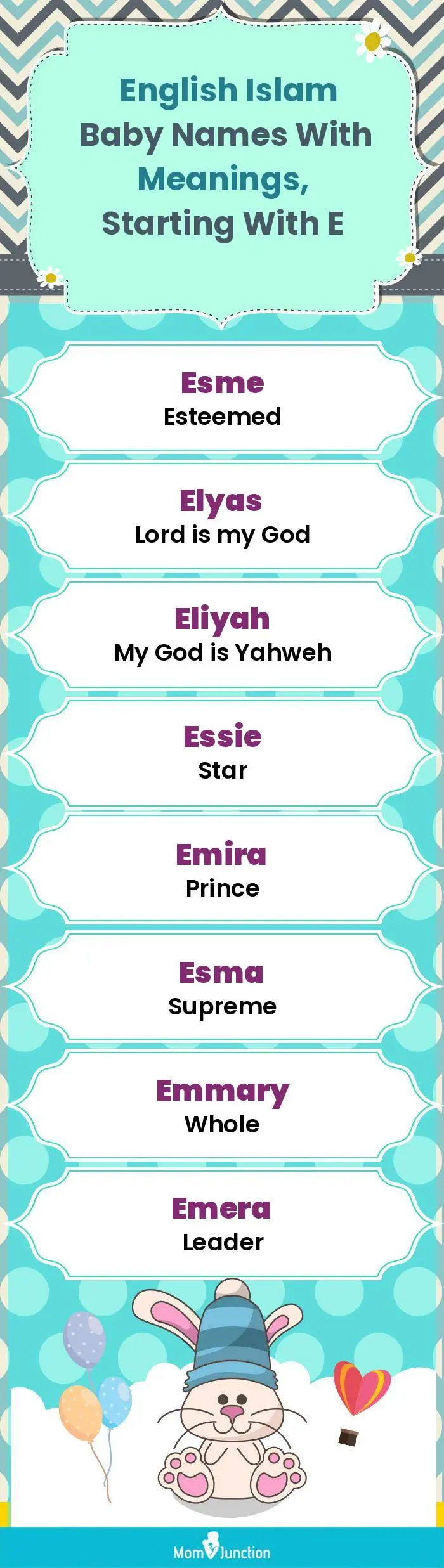  English Islam Baby Names with Meanings, Starting With E(infographic)