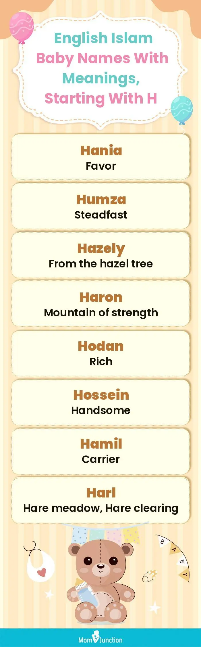  English Islam Baby Names with Meanings, Starting With H(infographic)