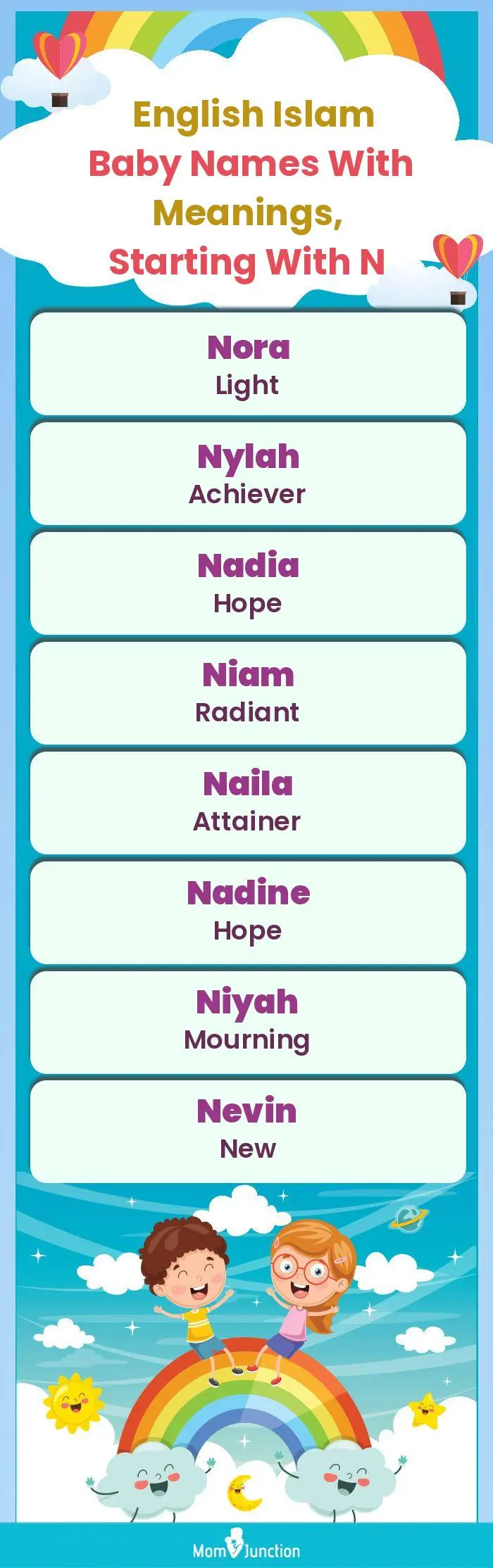  English Islam Baby Names with Meanings, Starting With N(infographic)