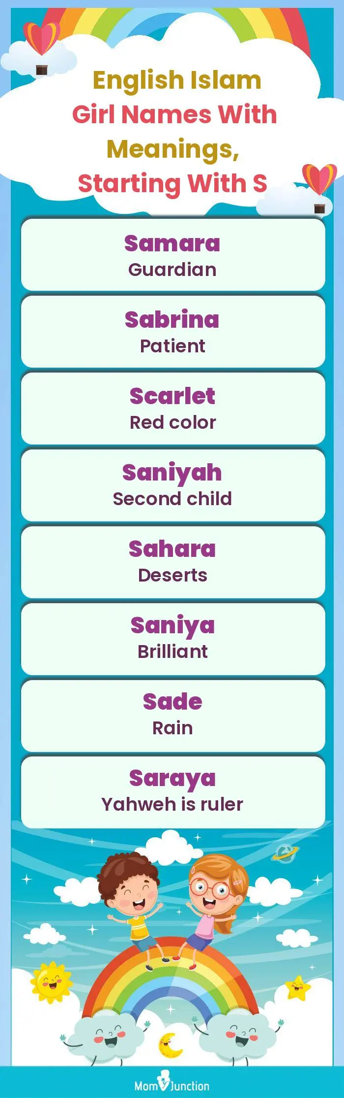  English Islam Girl Names with Meanings, Starting With S(infographic)