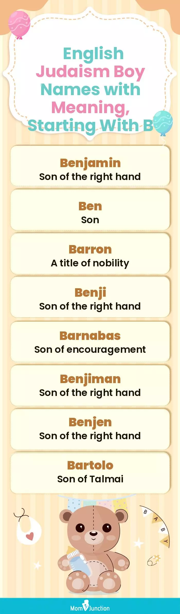  English Judaism Boy Names with Meaning, Starting With B(infographic)