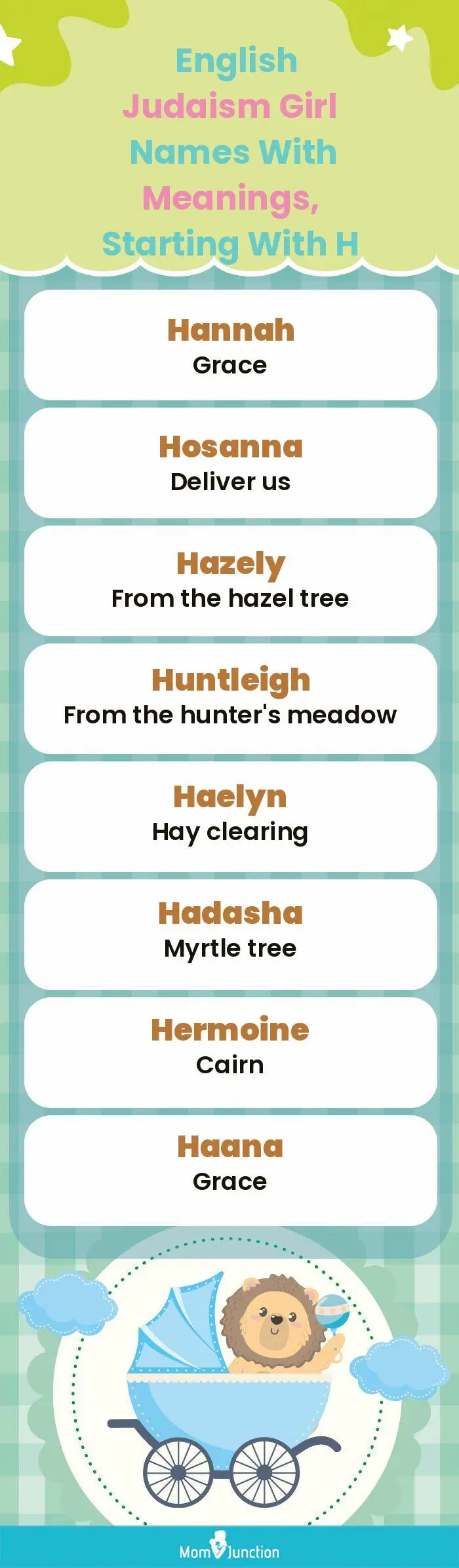  English Judaism Girl Names with Meanings, Starting With H(infographic)