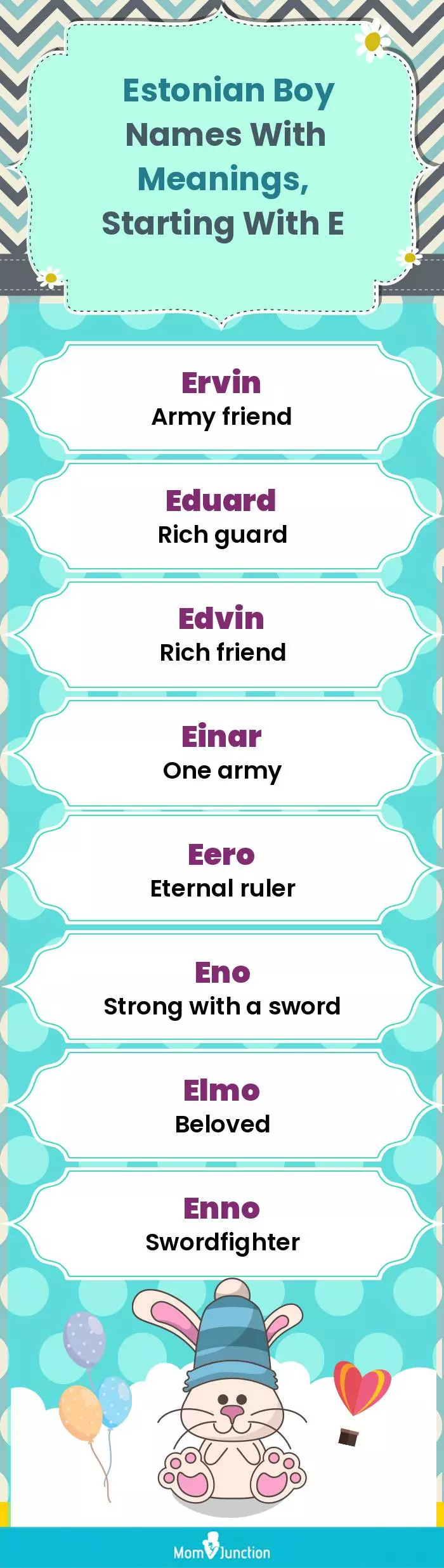  Estonian Boy Names with Meanings, Starting With E(infographic)