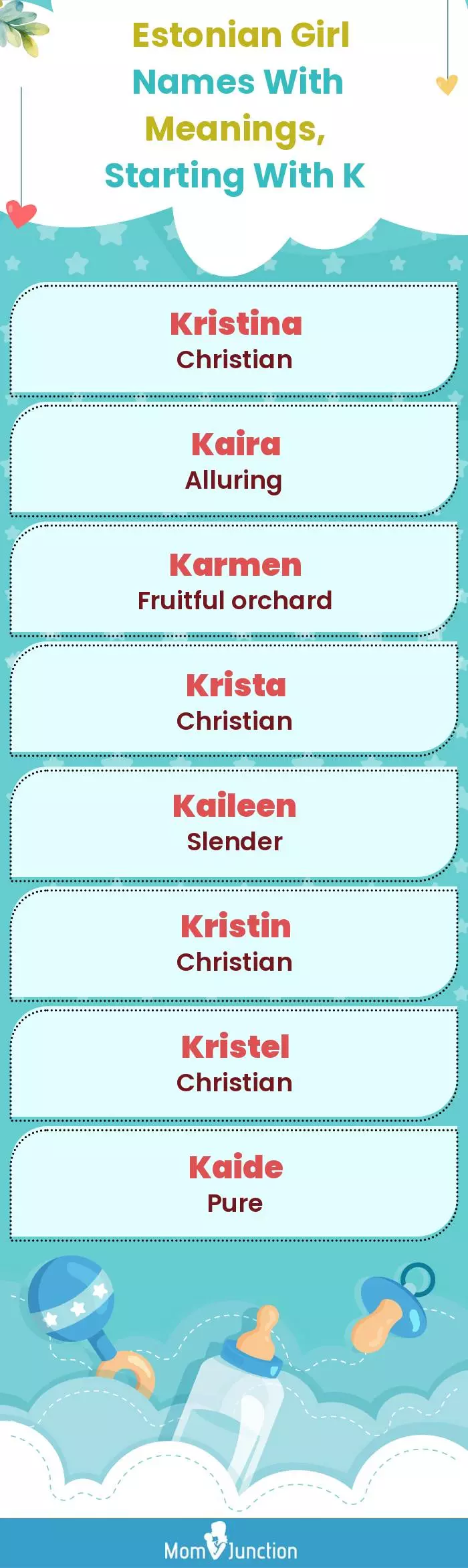  Estonian Girl Names with Meanings, Starting With K(infographic)