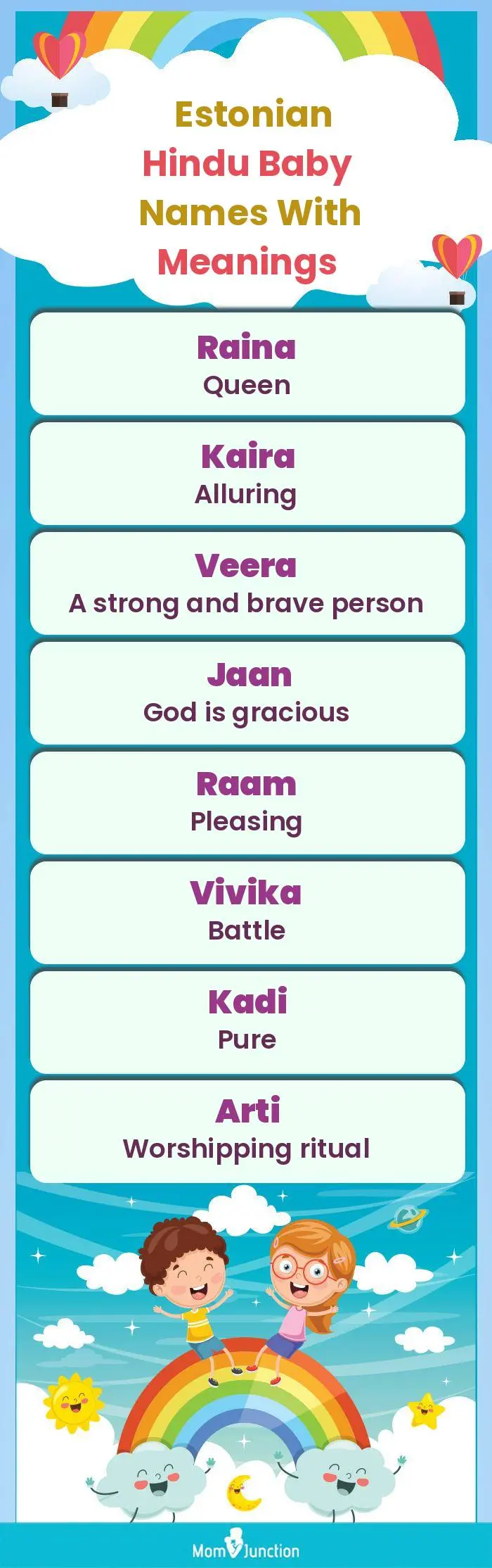  Estonian Hindu Baby Names with Meanings(infographic)