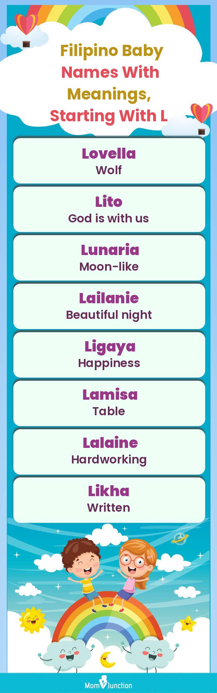  Filipino Baby Names with Meanings, Starting With L(infographic)