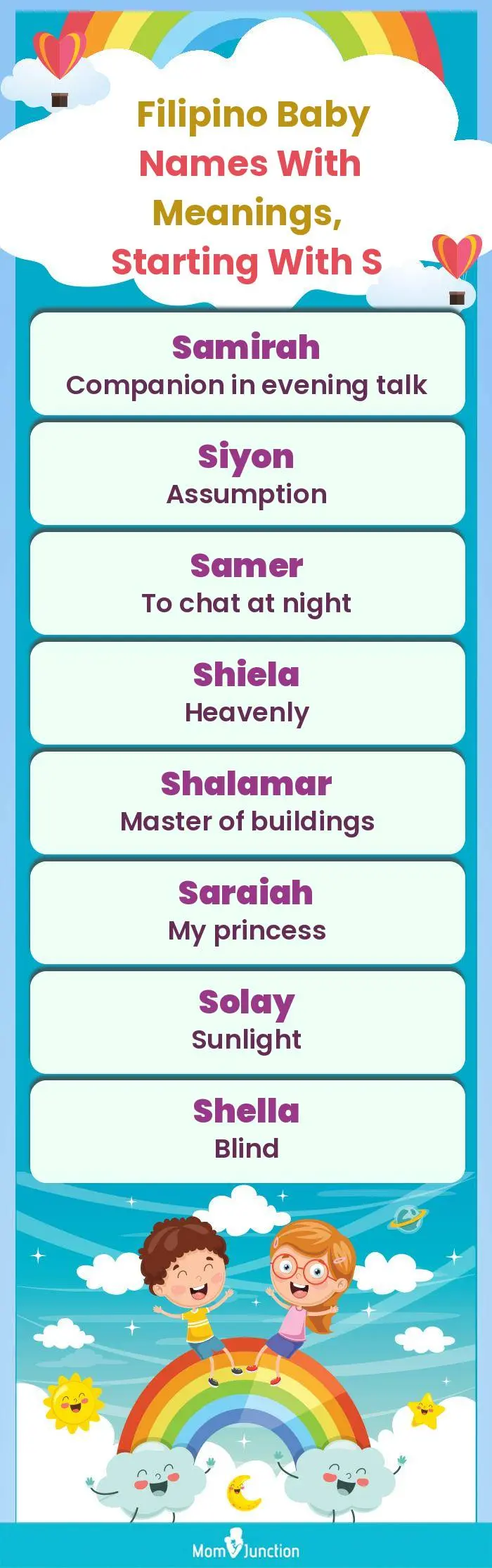  Filipino Baby Names with Meanings, Starting With S(infographic)