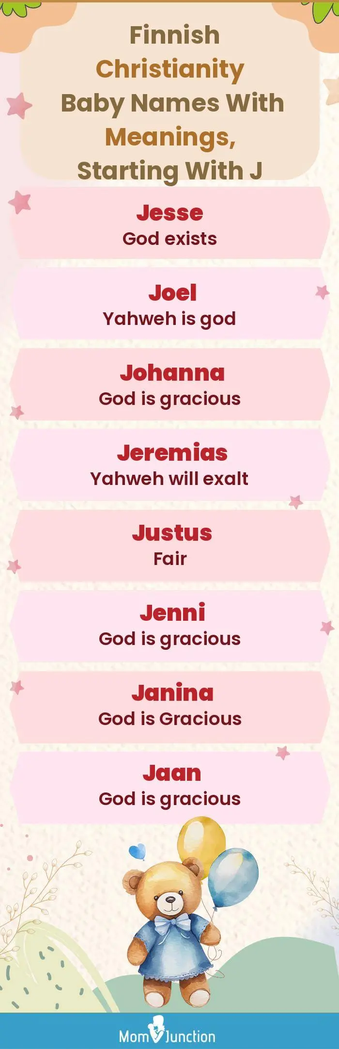  Finnish Christianity Baby Names with Meanings, Starting With J(infographic)