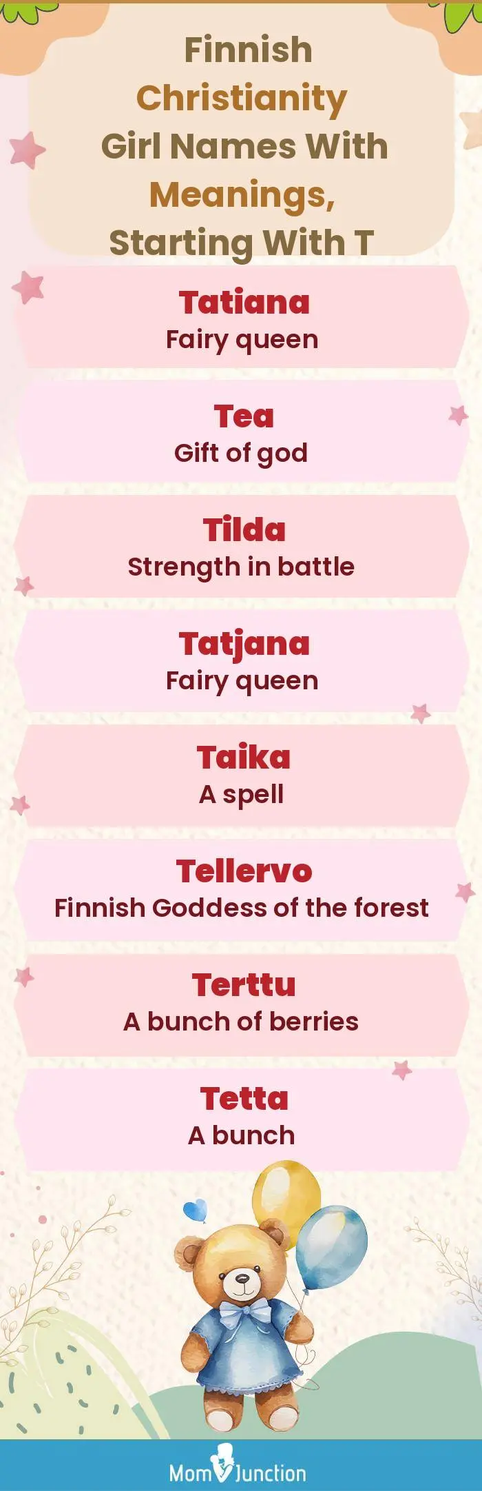  Finnish Christianity Girl Names with Meanings, Starting With T(infographic)