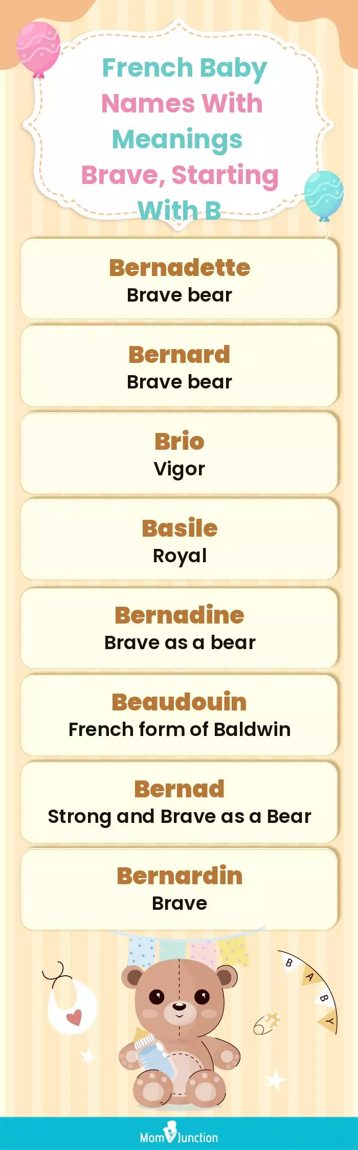  French Baby Names with Meanings Brave, Starting With B(infographic)