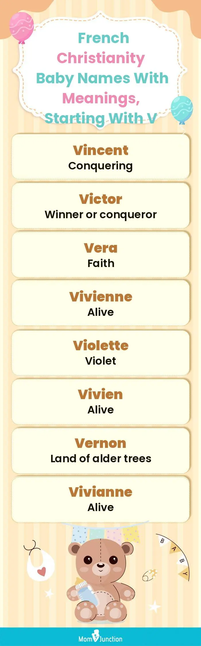  French Christianity Baby Names with Meanings, Starting With V(infographic)