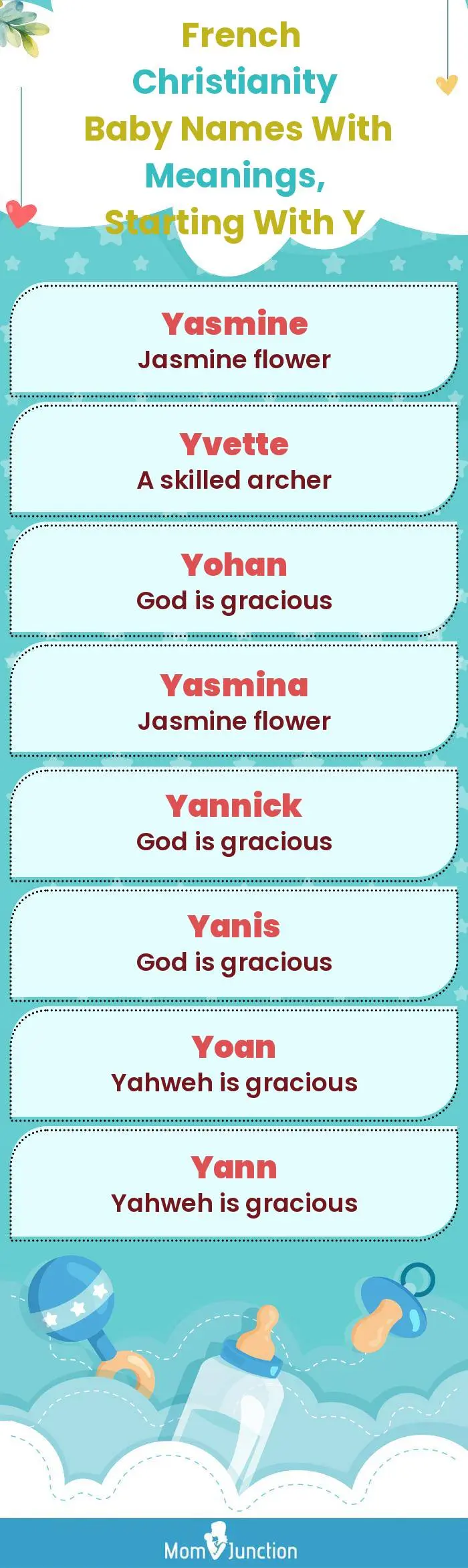  French Christianity Baby Names with Meanings, Starting With Y(infographic)