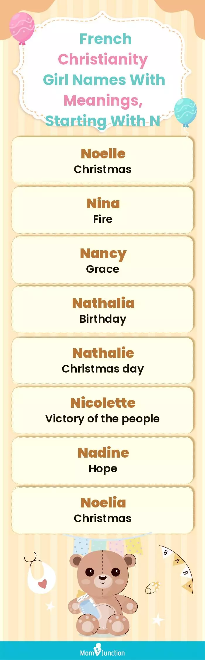  French Christianity Girl Names with Meanings, Starting With N(infographic)