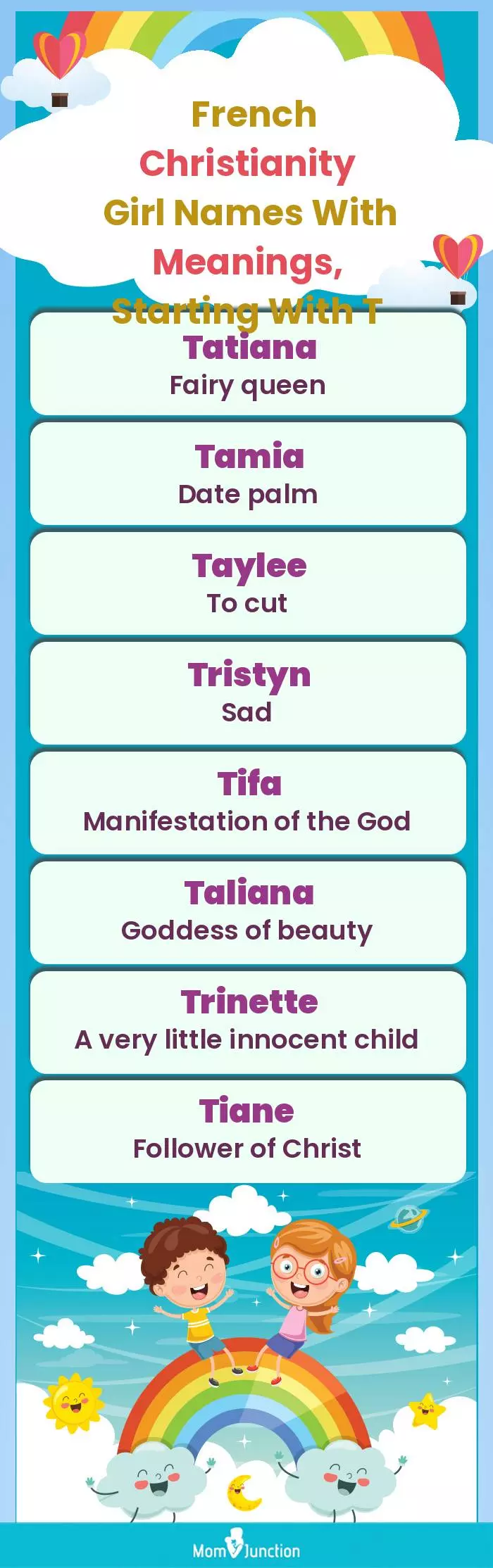  French Christianity Girl Names with Meanings, Starting With T(infographic)