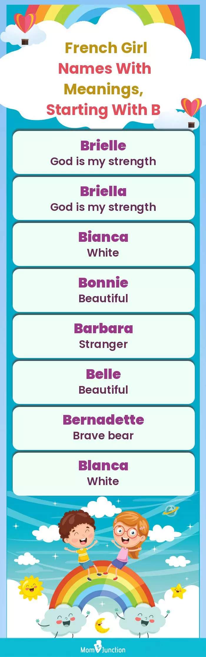  French Girl Names with Meanings, Starting With B(infographic)