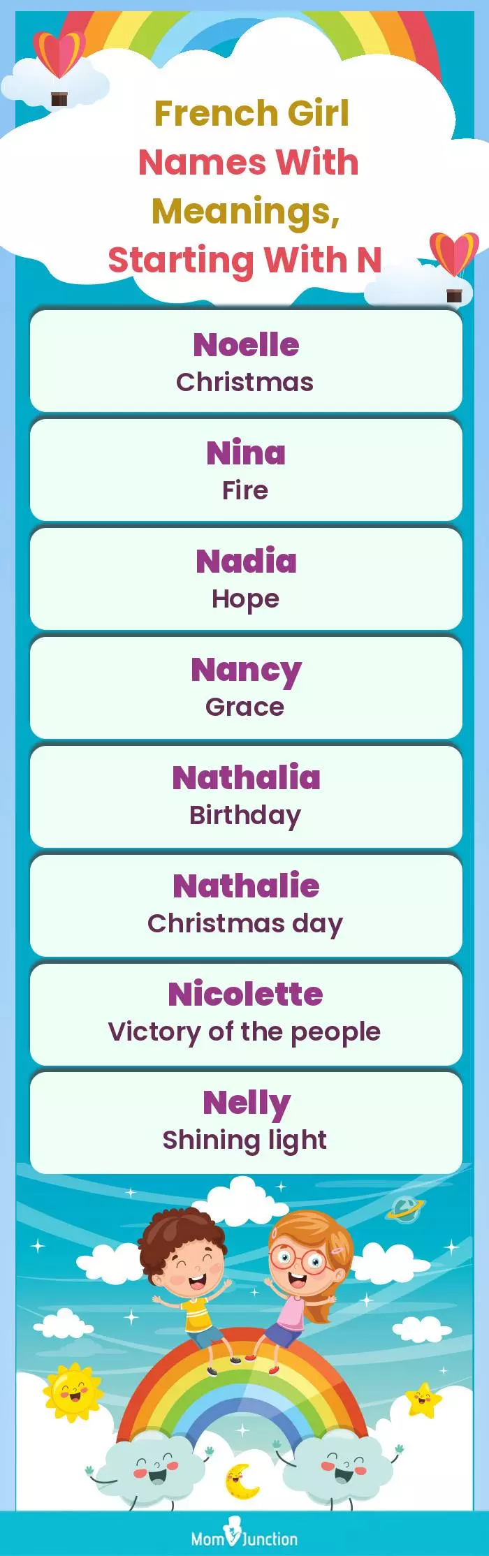  French Girl Names with Meanings, Starting With N(infographic)