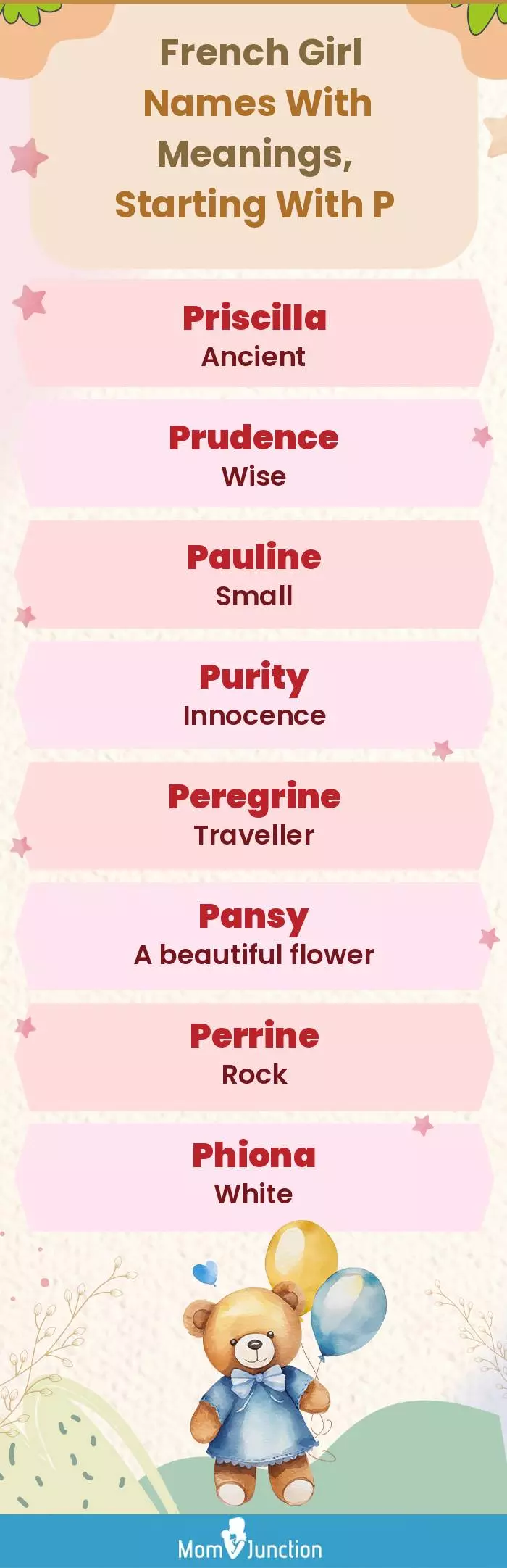  French Girl Names with Meanings, Starting With P(infographic)