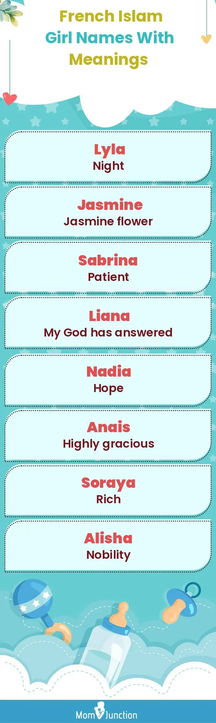 French Islam Girl Names with Meanings(infographic)