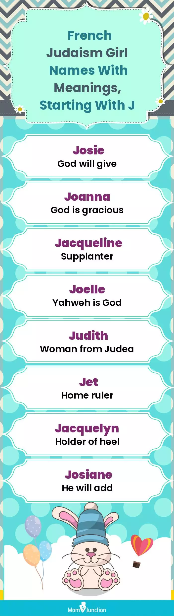  French Judaism Girl Names with Meanings, Starting With J(infographic)