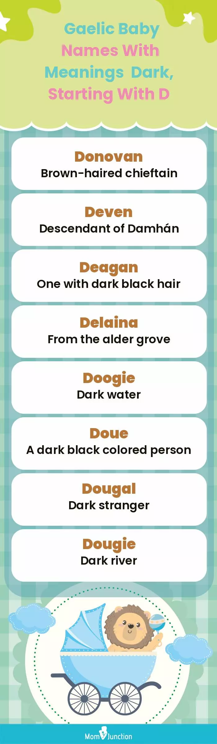  Gaelic Baby Names with Meanings Dark, Starting With D(infographic)