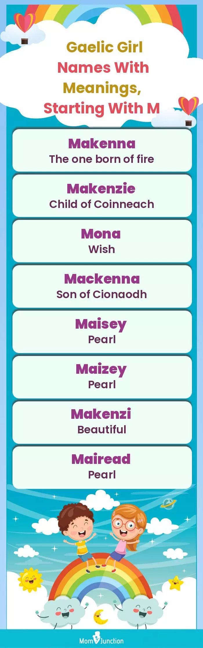  Gaelic Girl Names with Meanings, Starting With M(infographic)