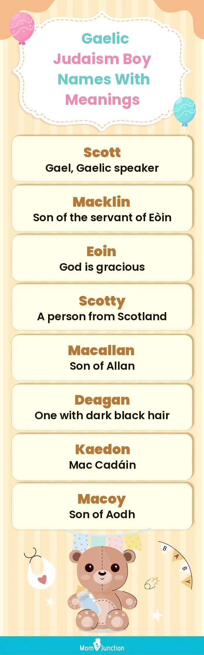  Gaelic Judaism Boy Names with Meanings(infographic)