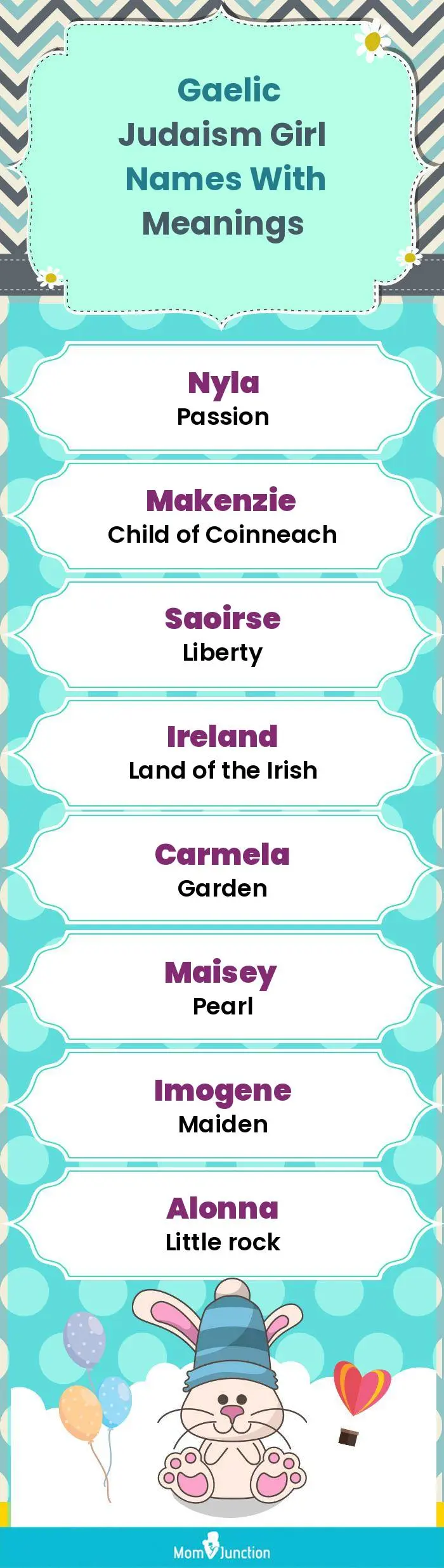  Gaelic Judaism Girl Names with Meanings(infographic)