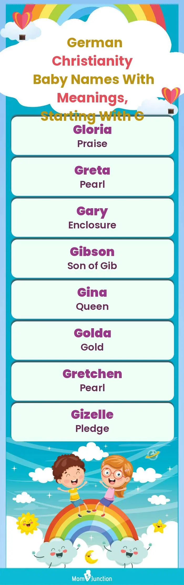  German Christianity Baby Names with Meanings, Starting With G(infographic)