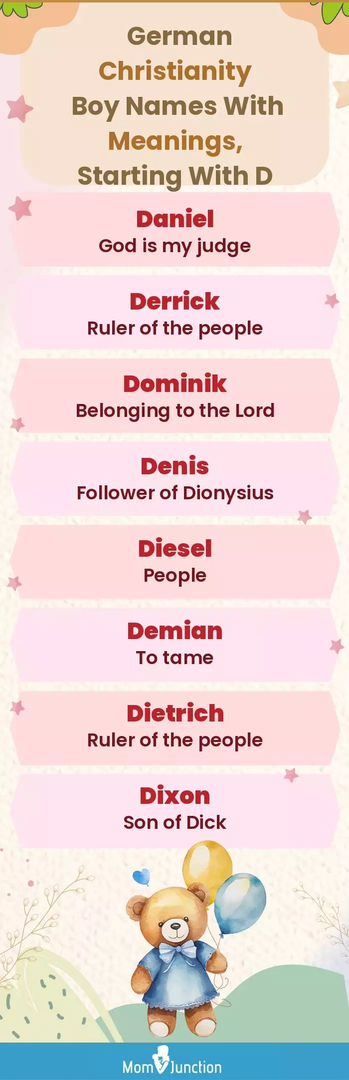  German Christianity Boy Names with Meanings, Starting With D(infographic)