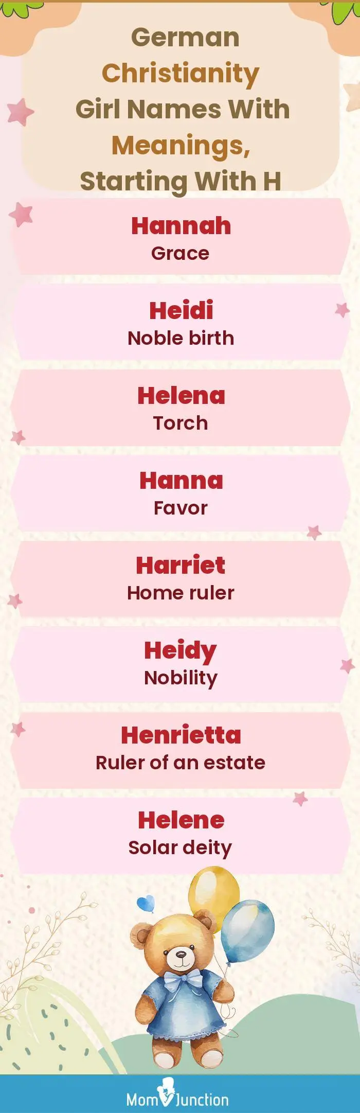  German Christianity Girl Names with Meanings, Starting With H(infographic)