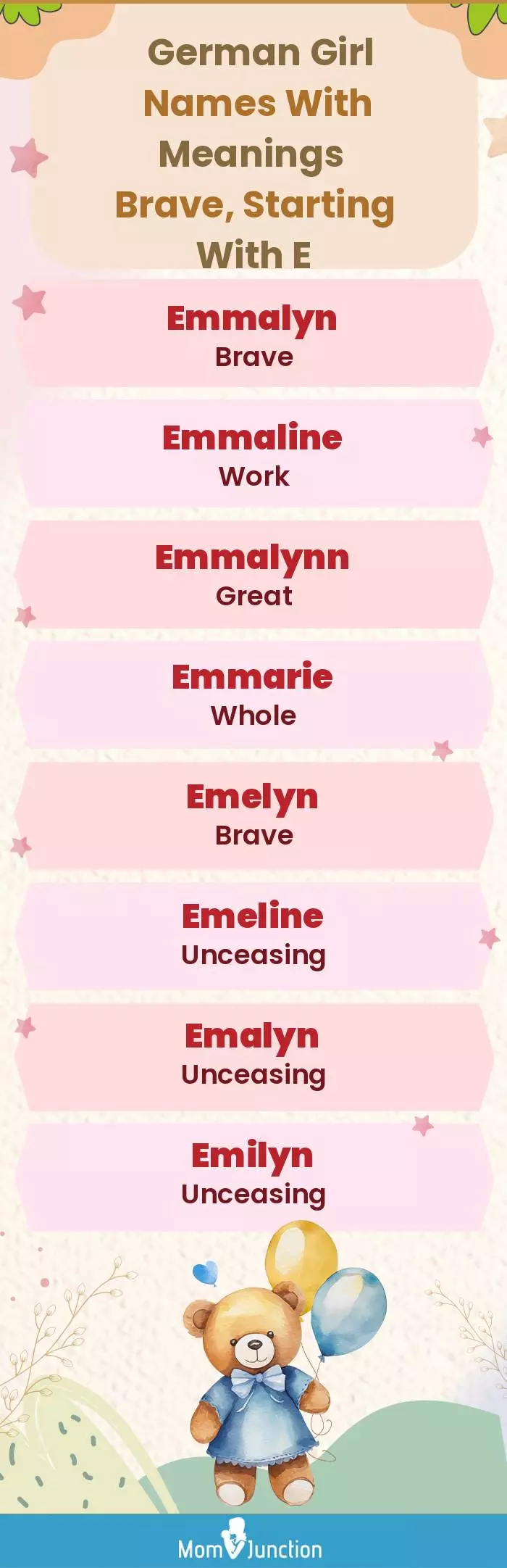  German Girl Names with Meanings Brave, Starting With E(infographic)