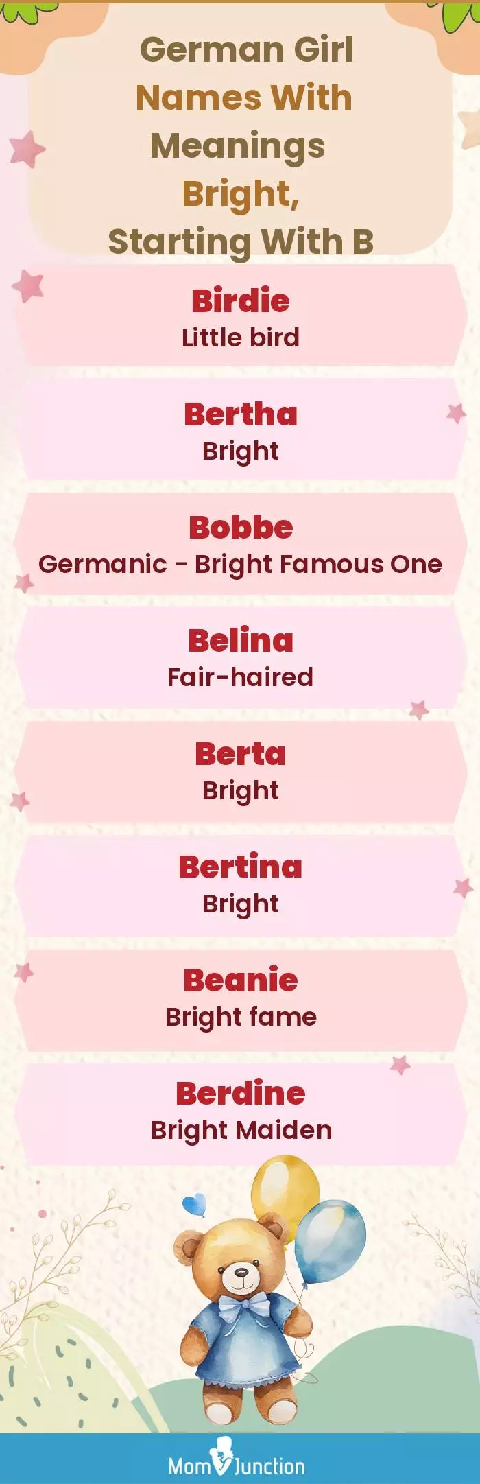  German Girl Names with Meanings Bright, Starting With B(infographic)