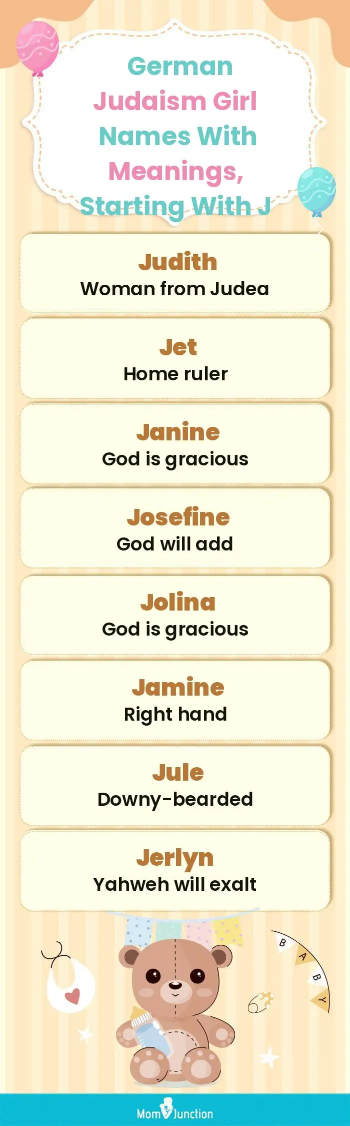  German Judaism Girl Names with Meanings, Starting With J(infographic)