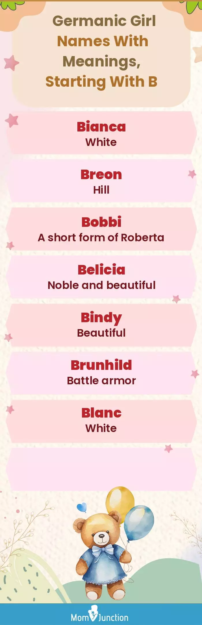  Germanic Girl Names with Meanings, Starting With B(infographic)