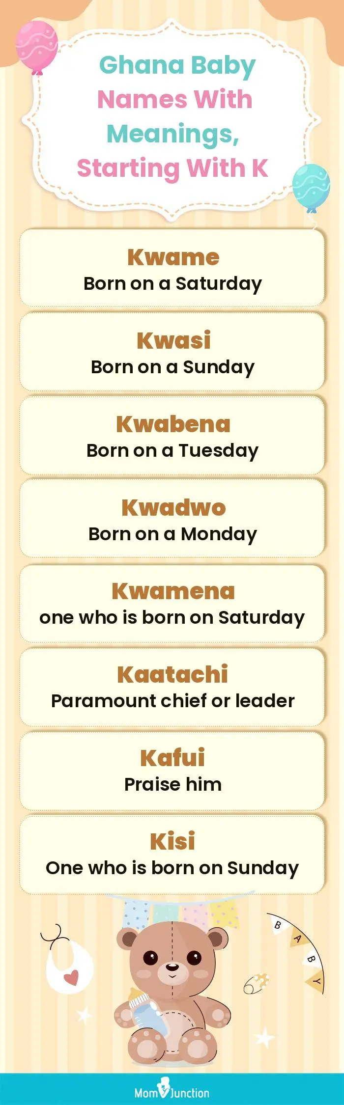  Ghana Baby Names with Meanings, Starting With K(infographic)